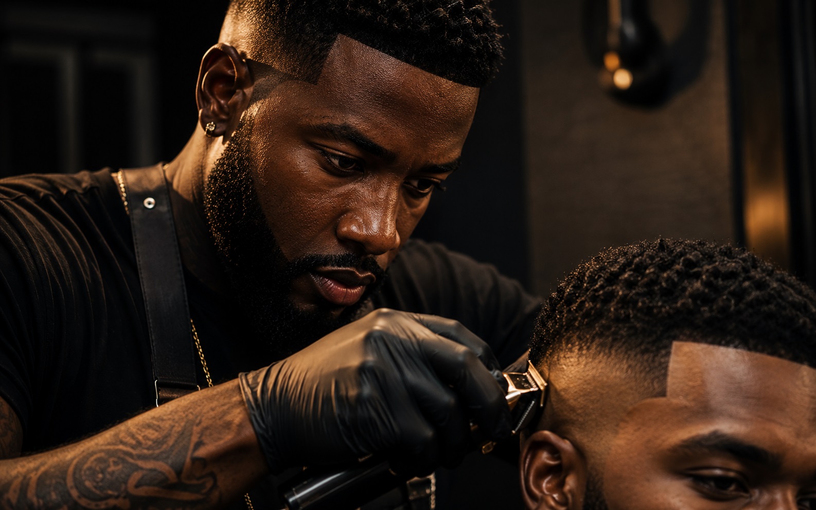 Blok Barbershop barber mid-fade, Miami